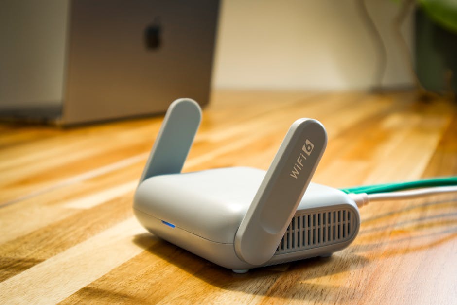 Home Wi‑Fi router with several devices connected, illustrating Wi‑Fi 7 improvements for busy networks