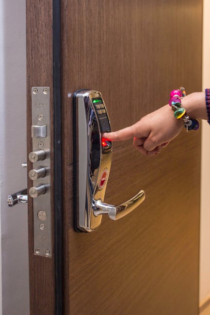 Privacy-focused security setup showing a camera or lock near an entry door