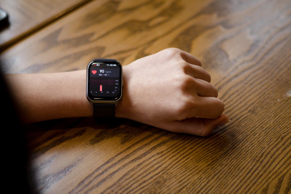 Smartwatch displaying heart rate while worn correctly on a wrist during daily activity