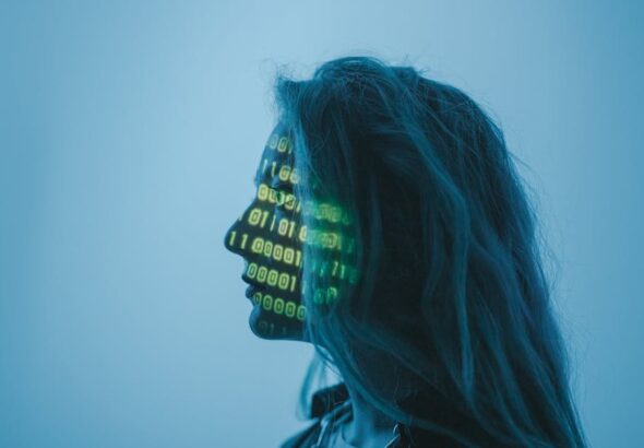 AI in Cybersecurity concept image showing machine learning detecting threats with caution where it fails, cyber data visuals